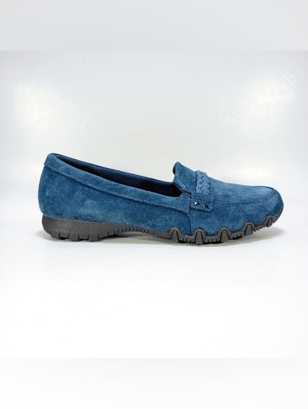 Skechers Bikers Womens 8 Blue Suede Relaxed Fit Slip On Flats